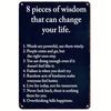 Signe Métallique Boîte Vintage Pièces de Sagesse Qui Peuvent Changer Votre Vie Décor Mural