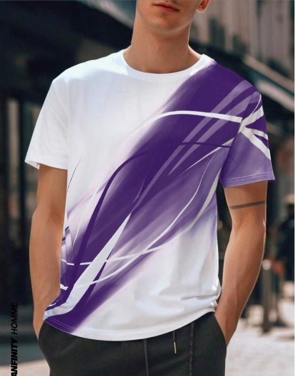 Nouveau T-shirt d'été pour homme à la mode, rayures diagonales, couleurs imprimées, T-shirt pour homme, haut