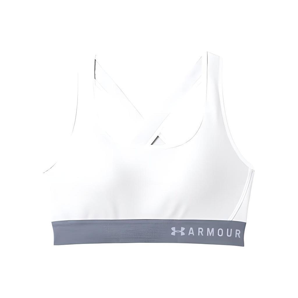 Under Armour Mid Crossback Sports Bra With Padding Medium Support Women Underwear White 1307200-100