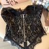 Transparent Lace Corset Sleeveless Suspender Vest Fashion Lace Camisole  Spring Summer