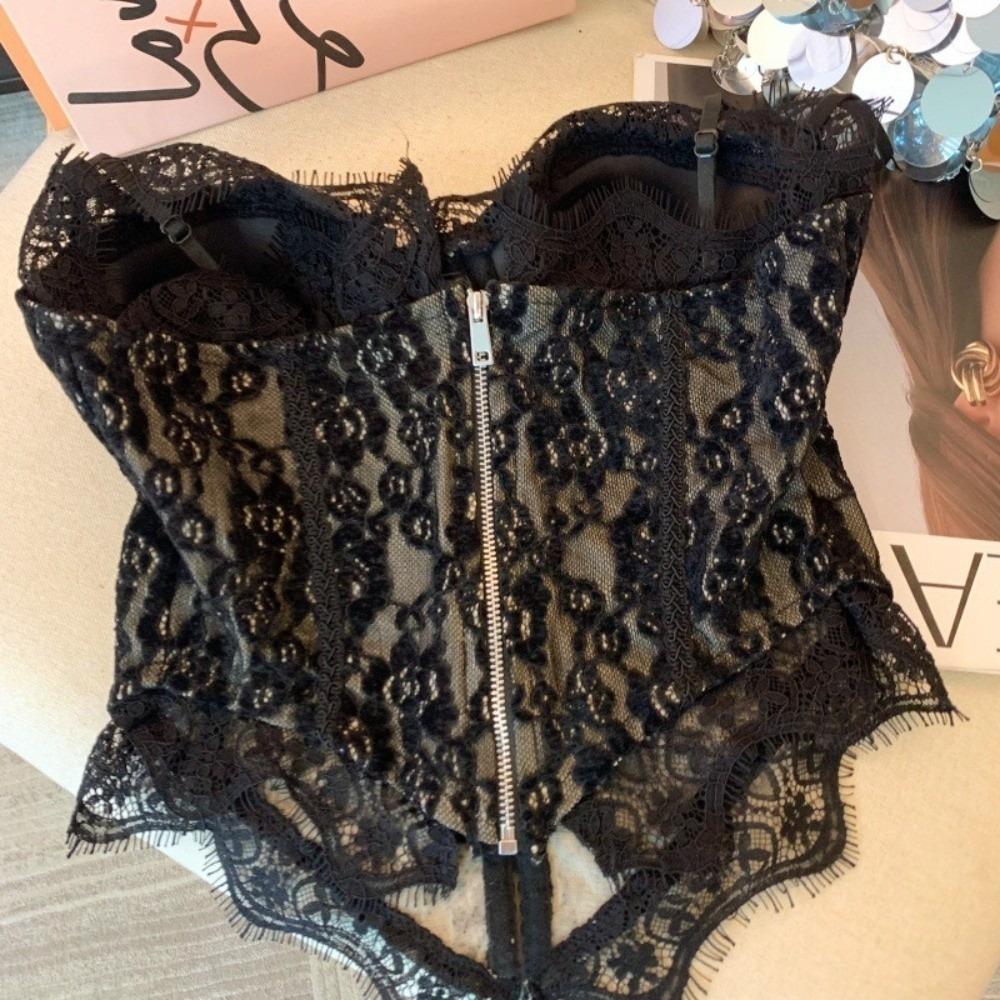 Transparent Lace Corset Sleeveless Suspender Vest Fashion Lace Camisole Spring Summer