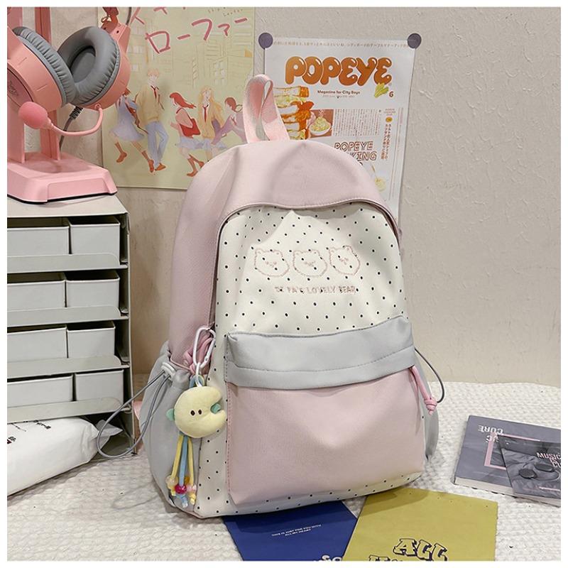 School bag female ins wind Korean version backpack contrasting colors Harajuku college wind campus junior high school students backpacking trip