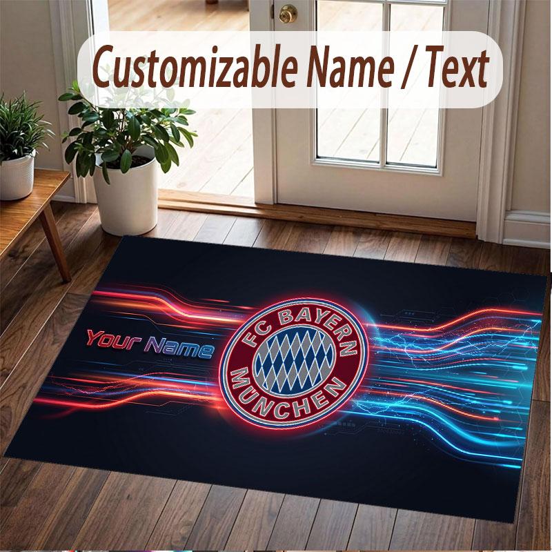 Custom Rug Bayern Munich Pattern Print Name Text Soft Non‑Slip Floor Carpet for Home Indoor Decoration