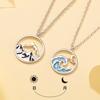 Couple BFF Necklaces Matching Set for 2, Mountain and Sea, Sun and Moon Pendant, Gift for Couples Best Friend Friendship Jewelry