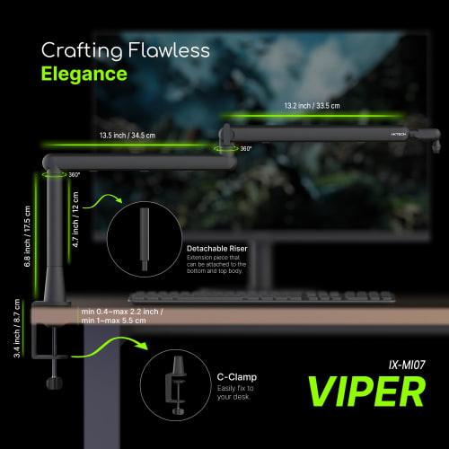 IXTECH Microphone Boom Arm, Low Profile 360 Rotating Microphone Boom Arm with Adjustable Microphone Arm and Detachable Rise Column, Built-in Cable Ma