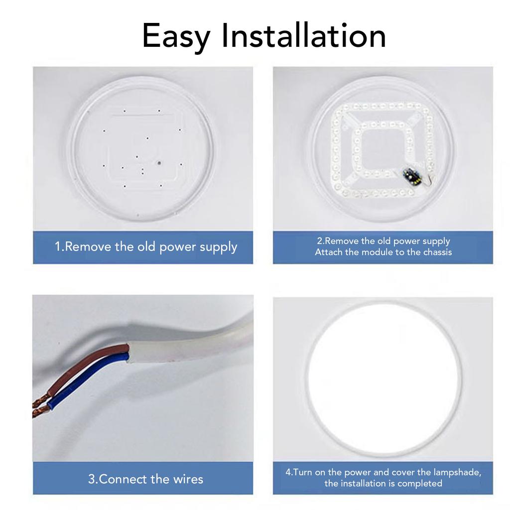 Ceiling Fan LED Light Replacement 24W 2100LM 3 Color Temperatures Ceiling Light Round Wick Module for Flush Mount Ceiling Light