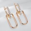 Fashion  Rose Gold Color Glossy Hollow Square Drop Earring For Women Unusual Shiny Natural Zircon Daily Fine Jewelry