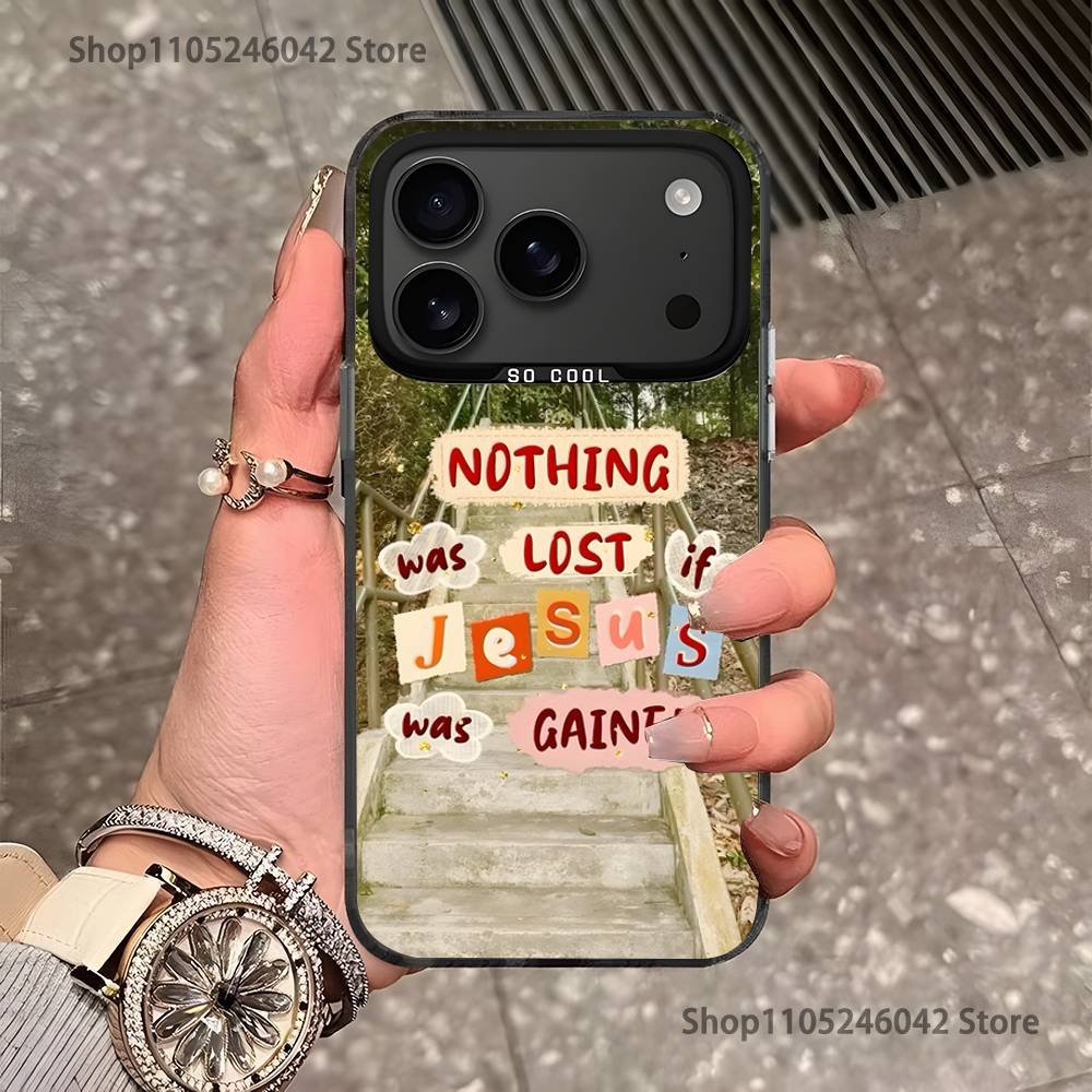 Jesus Bible Verses Black Matte Shockproof CoverPhone Case For iPhone 17,16,15,14,13,12,11,Pro,Max,Plus