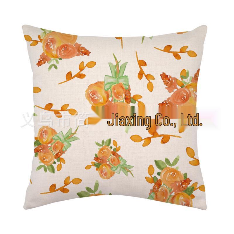 Cross-border Autumn Linen Cushion Cover - Thanksgiving Outdoor Lumbar Pillow Decoration. Standard