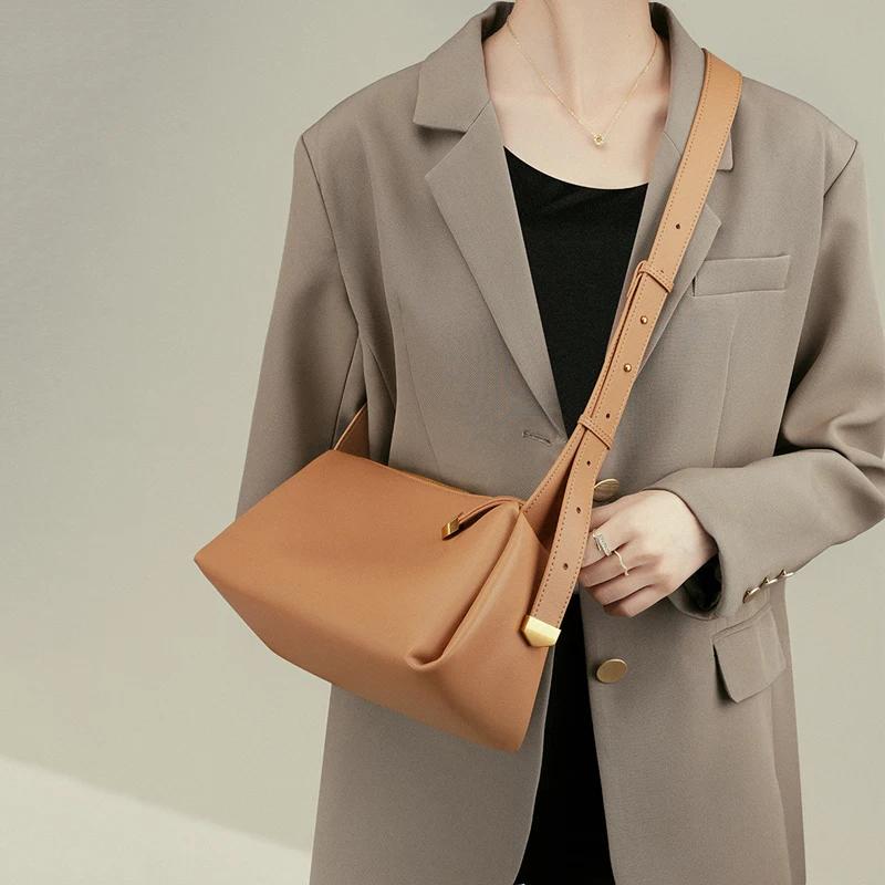 Damen Weiches Rindsleder Schulter-Achseltasche Damen Spaltleder Crossbody-Taschen Damen Lässig Designer Luxus Retro Handtasche