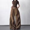 American Retro Pleated Loose Wide-Leg Pants for Tall Individuals