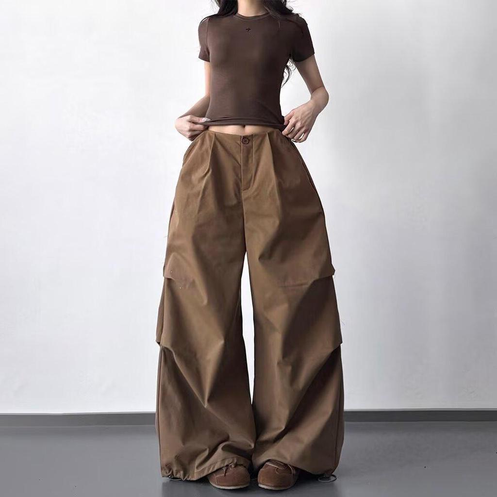 American Retro Pleated Loose Wide-Leg Pants for Tall Individuals