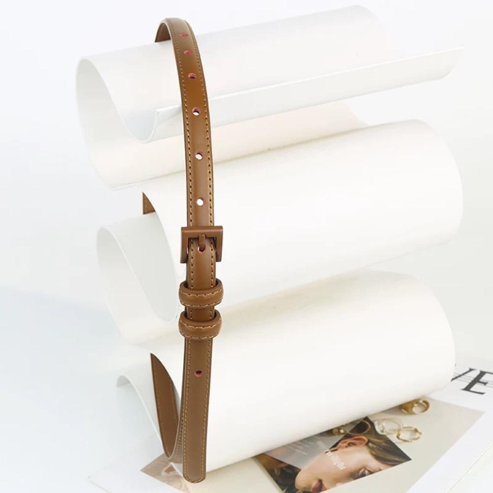 Pu Leather Thin Waist Belt Elegant Dress Waistband Classic Candy Color Belt  Daily