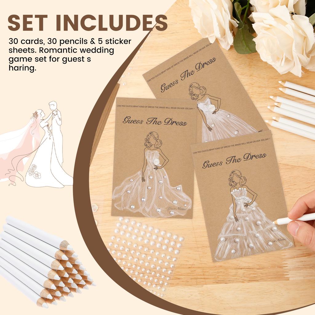 30 Pezzi/set Indovina l'Abito Giochi per Addio al Nubilato per gli Ospiti Carte Giochi per Matrimonio Divertenti Forniture per Feste di Matrimonio Idee Giochi Fai-da-te