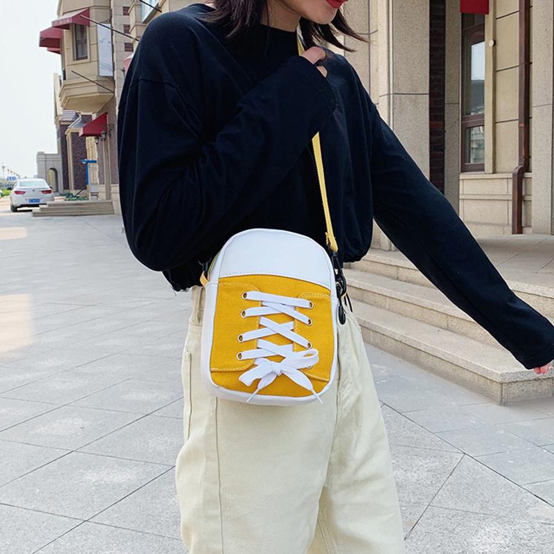 Korean Style Patchwork Canvas Crossbody Bag Women'S Bag Creative Student Shoulder Bag