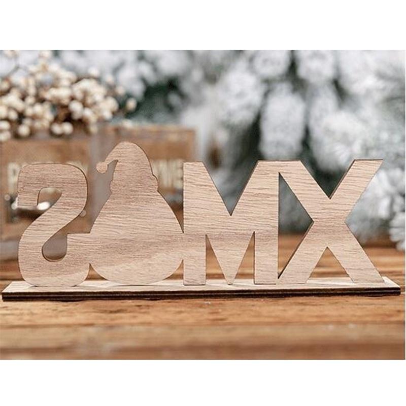 Abnehmbare Weihnachtsdekorationen für Zuhause Holzbuchstabe Weihnachtsmann Ornamente