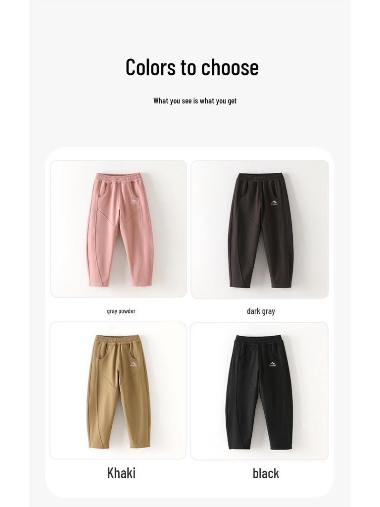 Kids' Windproof Waterproof Fleece-Lined Skinny One-Piece Casual Pants for Boys and Girls