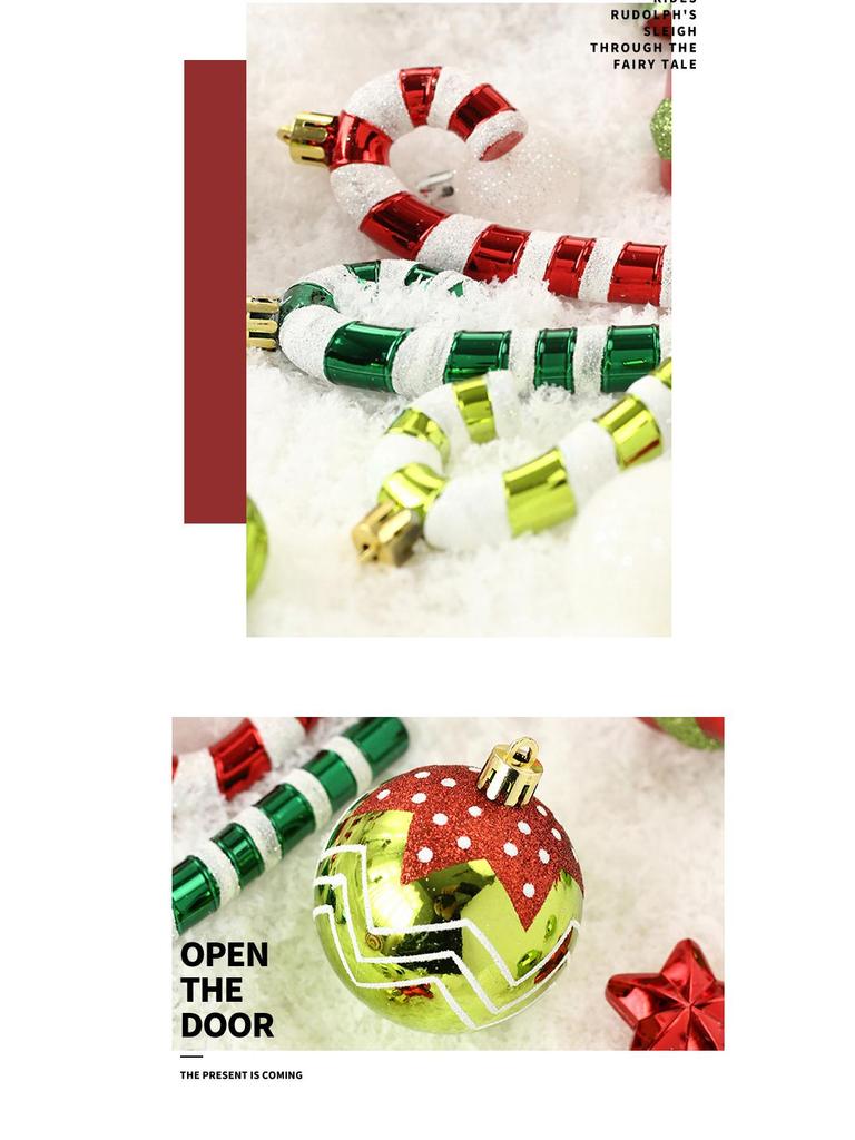 50-Piece Painted Christmas Ball Ornament Set for Tree Decorations
