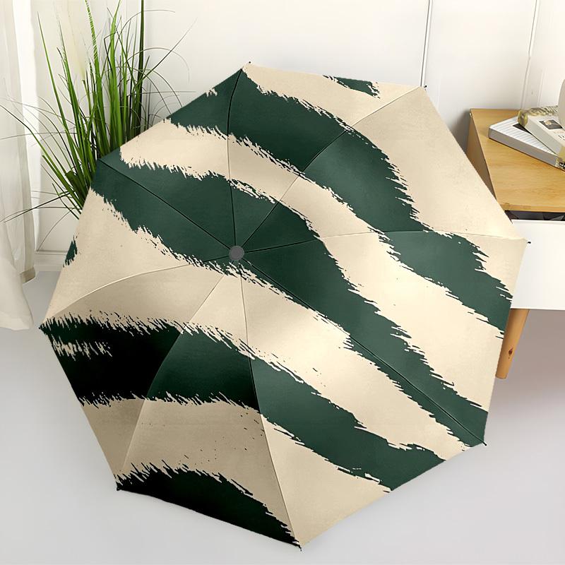 

1PC Zebra Stripes Automatic Folding Umbrella - Compact 8-Rib Design, Durable Plastic & Iron, Lightweight for Outdoor Daily Use, Festive Gift052