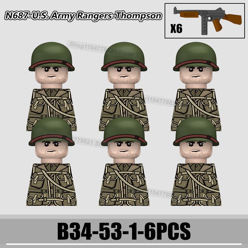 WW2 US Rangers 101 Airborne Soldier Figures Building Blocks Military Army Infantry Gear Helmet Rifle Guns BAR Bricks Toy Gifts