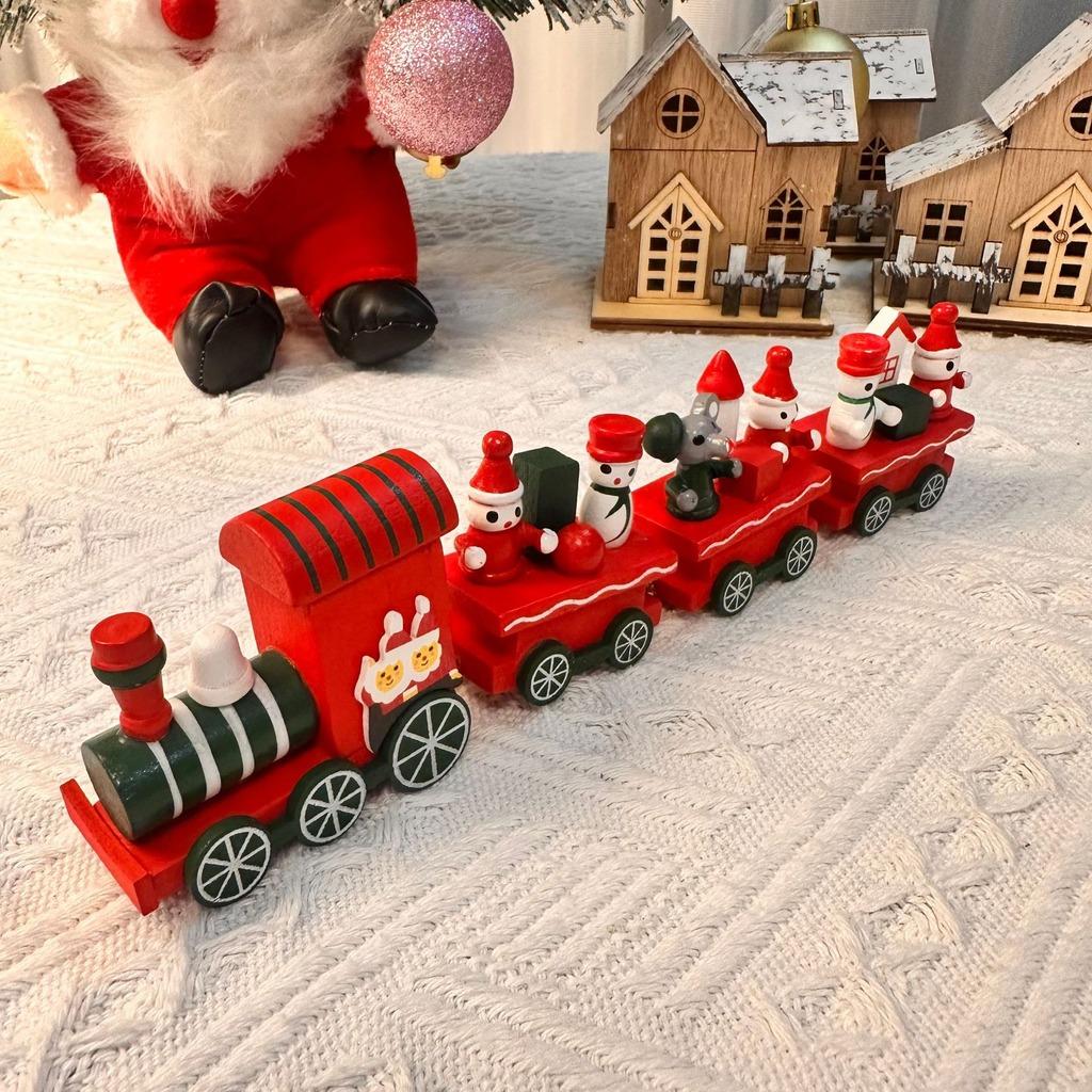 4-Section Christmas Train Diy Assembled Diy Assembled Christmas Train Christmas Decorative Train Holiday For Counter Tabletop