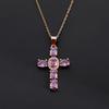 Stainless Steel Waterproof Gold Color Cubic Zirconia Cross Pendant Necklace for Women Fashion Vintage Jewelry Christmas Gift