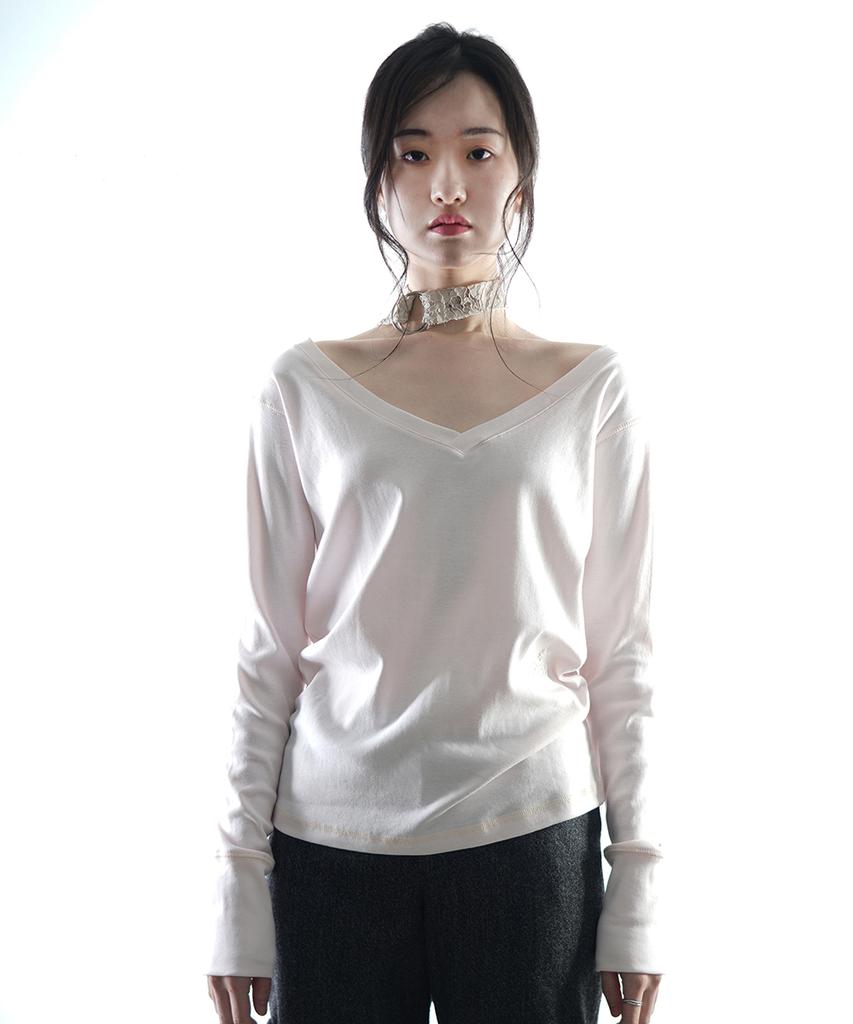 Odeumi Loose V-Neck Long Sleeve - Bright Pink