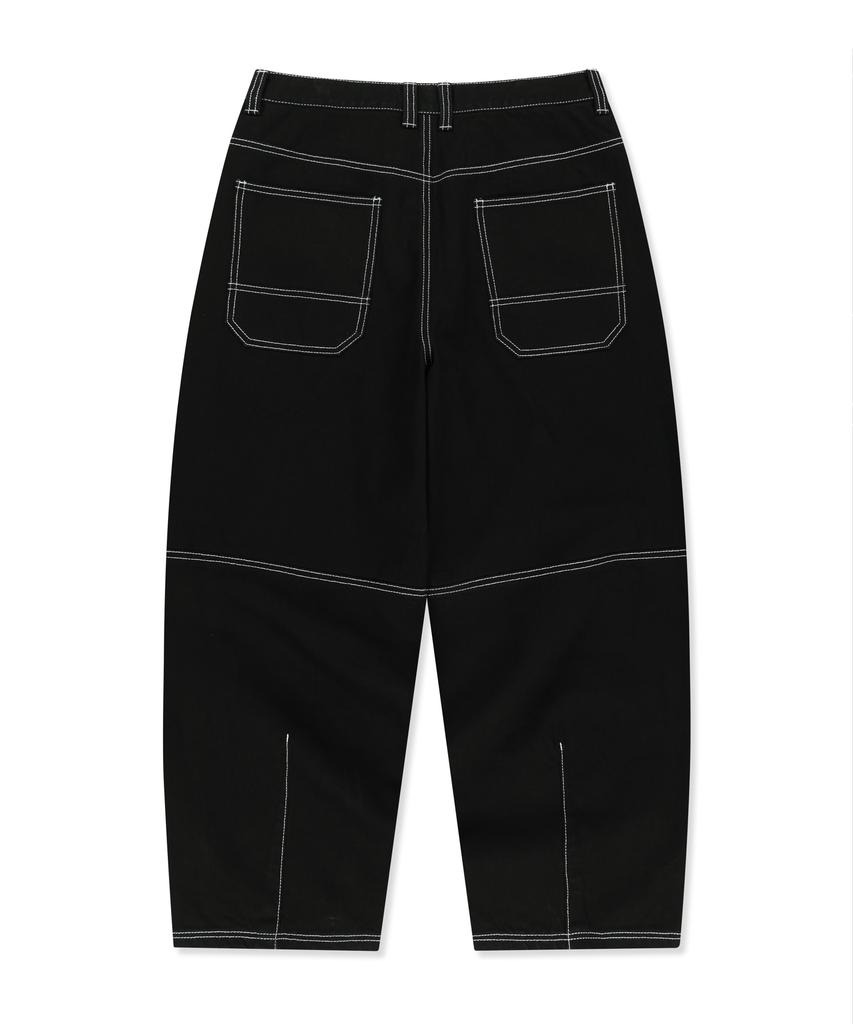 Brown Balloon Denim Pants - Black