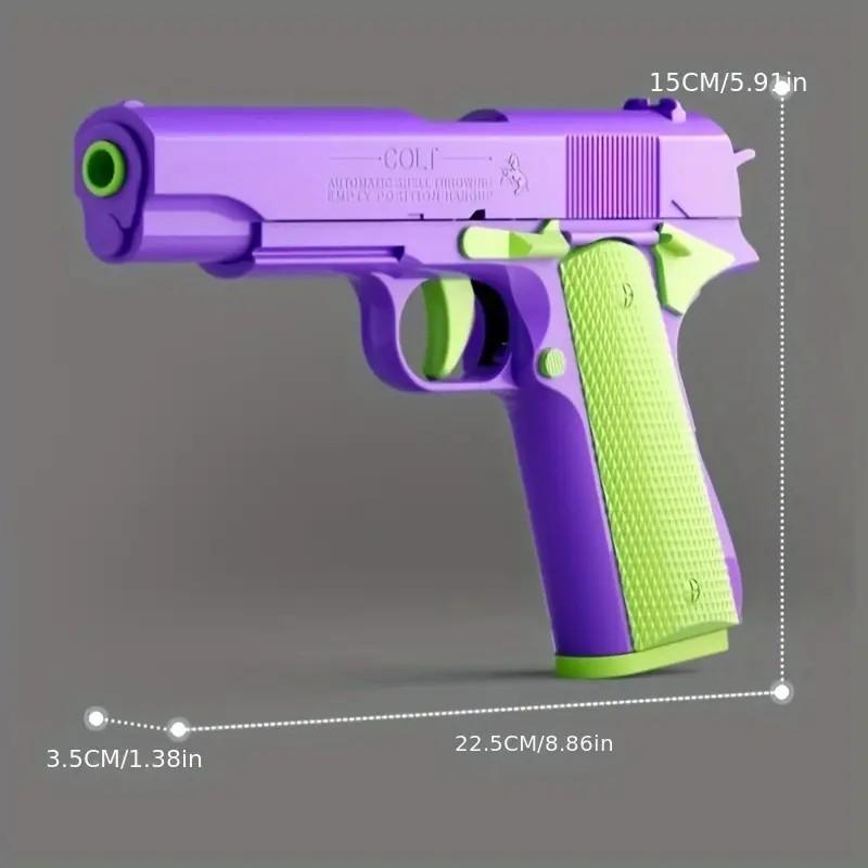 Non-Firing 1911 Toy Gun Replica - Purple and Green with Yellow Accents, Plastic Body, Includes Bullets - Safe Outdoor Play Handgun Model, Gun Toy