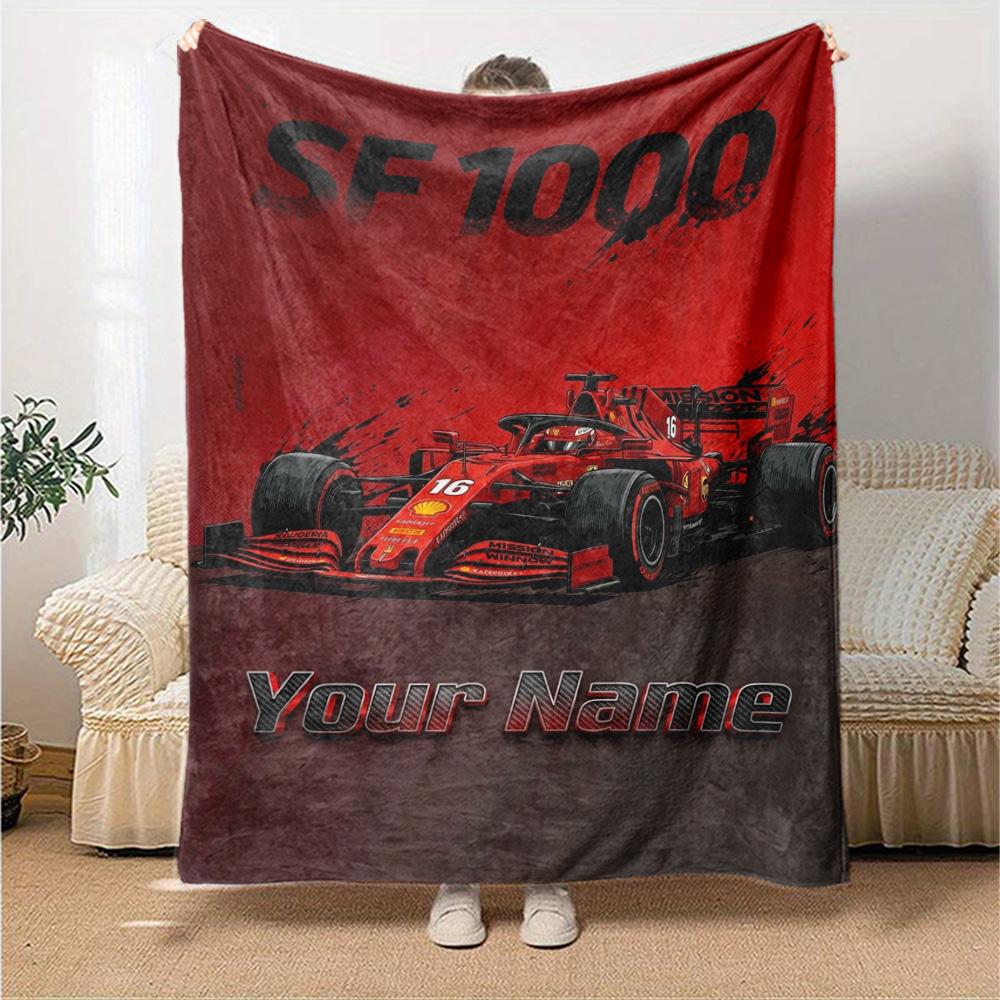 Name Custom Racing Poster Print Flannel Blanket High Quality Warm Comfortable Cover for All Seasons Perfect for Gifts Home Decor