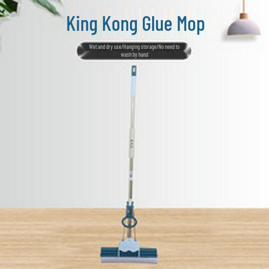 38CM Stainless Steel Hands-Free PVA Roller Mop: Absorbent Sponge for Wet & Dry Use
