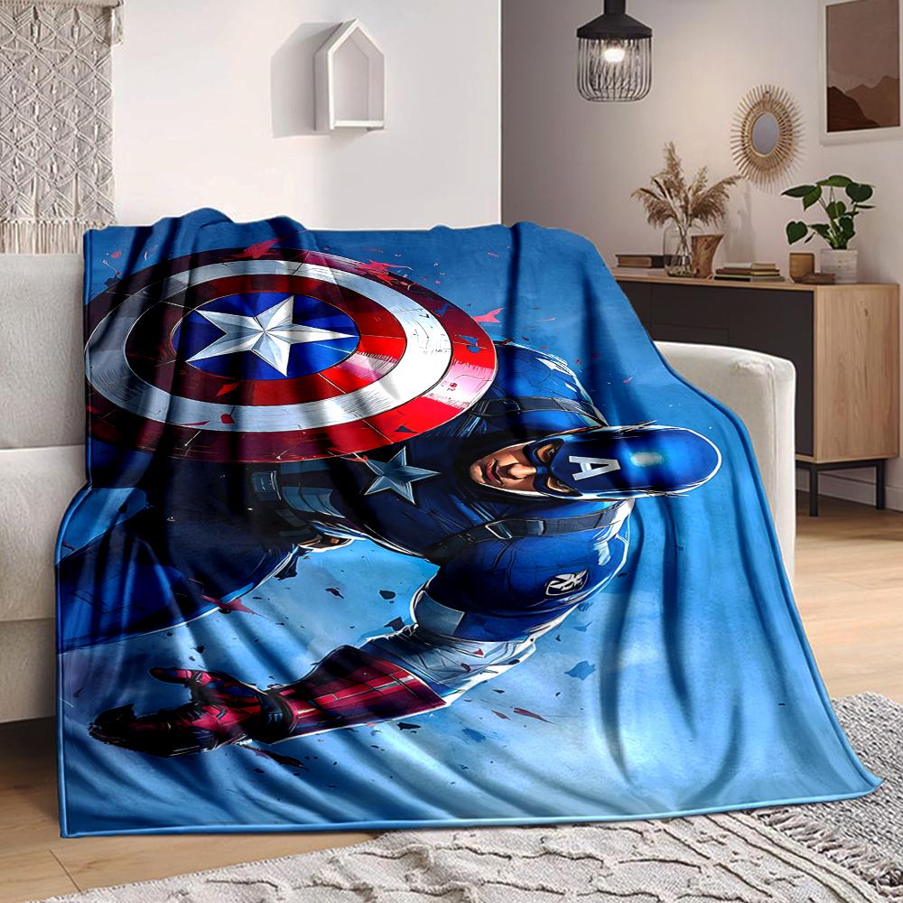 1Pc Captain America Shield Flannel Blanket, Soft And Comfortable, Casual Warm, Camping Travel, Christmas, Halloween Xmas Gift S1885