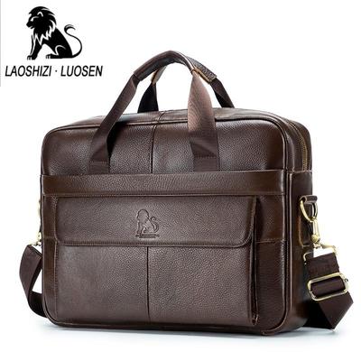 Herren-Aktentasche, Herren-Laptoptasche aus echtem Leder, Business-Tasche für Dokumente, Büro, tragbare Laptop-Umhängetasche