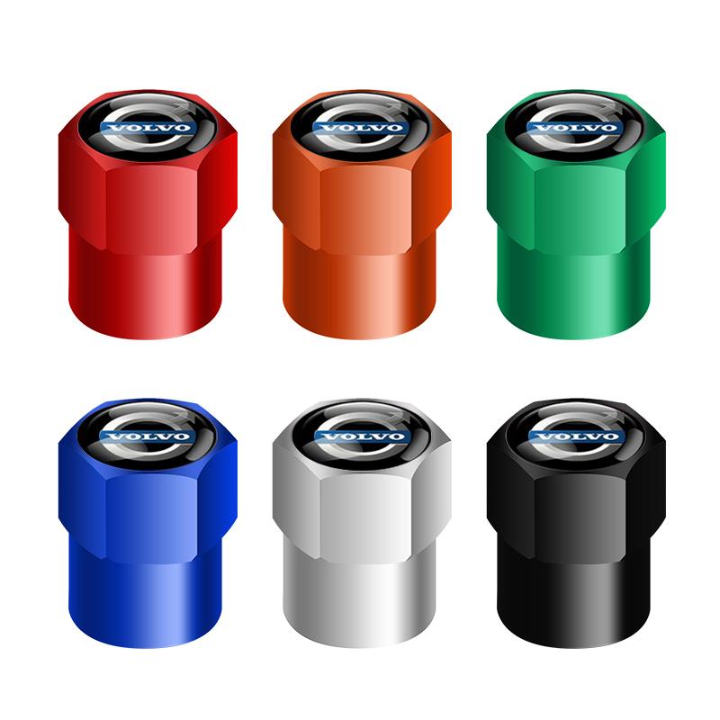 For Volvo 4pcs Car Badges Wheel Tire Valve Stem Caps Covers Auto Accessories For Volvo R Design Xc60 V60 S60 V40 V50 S40 S80 C30