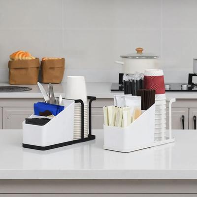 Wegwerpbekerhouder Rek Plank Voor Koffie Papieren Bekers Lepel Vork Rietje Suiker Theezakjes Opbergdoos Beker Container Bureau Opslag