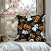 Vintage Halloween Ghost Cat Pumpkin Double Sided Throw Pillow Cover Zippered Cushion Case Sofa Bed Car Decor