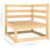 Ecksofa für den Außenbereich mit Kissen, Gartenstuhl und Hocker aus massivem Kiefernholz
