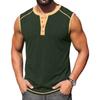 Men Sleeveless Henley Shirt Casual Athletic Tank Top Button Front Muscle Fit Summer Workout Shirt for Outdoor Sports