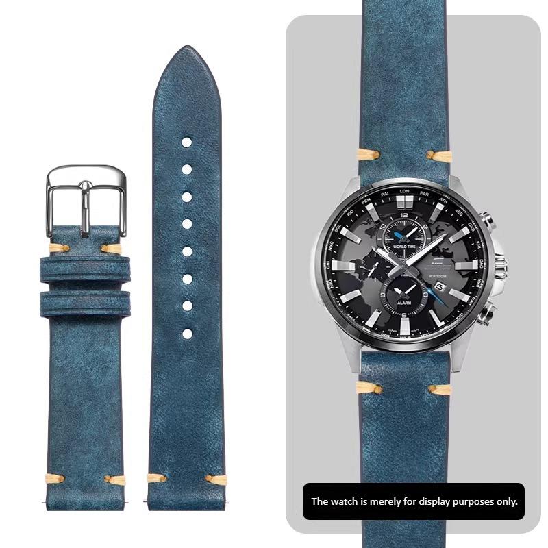 22mm 23mm high-quality genuine leather watch strap For Casio EDIFICE EFR-552D/539/303 EFV-650D MDV-107D Men's Cowhide watchband