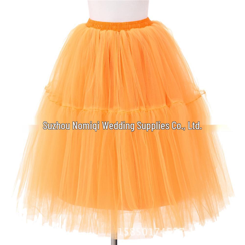 6-Layer Pleated Tulle Skirt - European & American Style Size Customizable