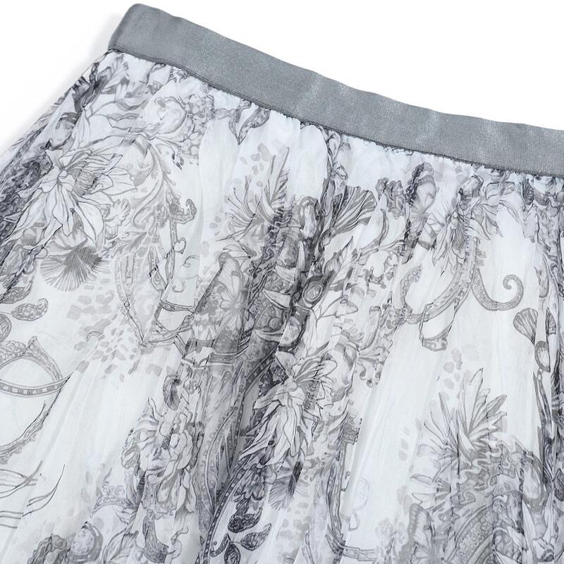 Bailuyu Vacation Style Pleated Irregular Printed Skirt
