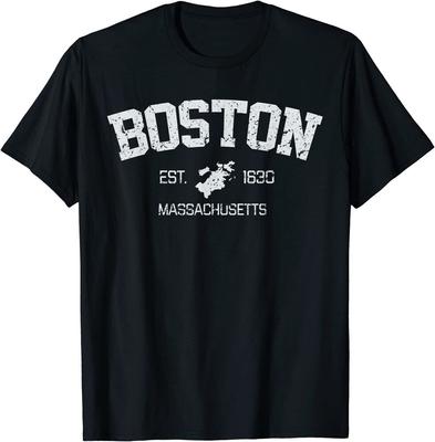 Vintage Unisex tričko Boston Massachusetts Est 1630 Souvenir