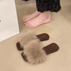 Fashion Shoes Woman 2025 Slippers Casual Low Fur Flip Flops Pantofle Winter Footwear Luxury Plush Flat New Slides Female Shoes Plush Sli