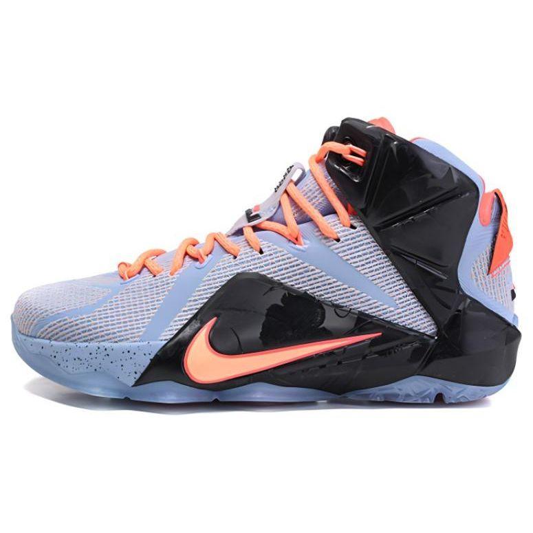 Nike Lebron 12 Easter Round Toe Lace-Up Non-Slip Lightweight Mid-Top Basketball Shoes Men sneaker Black Purple 707781-488