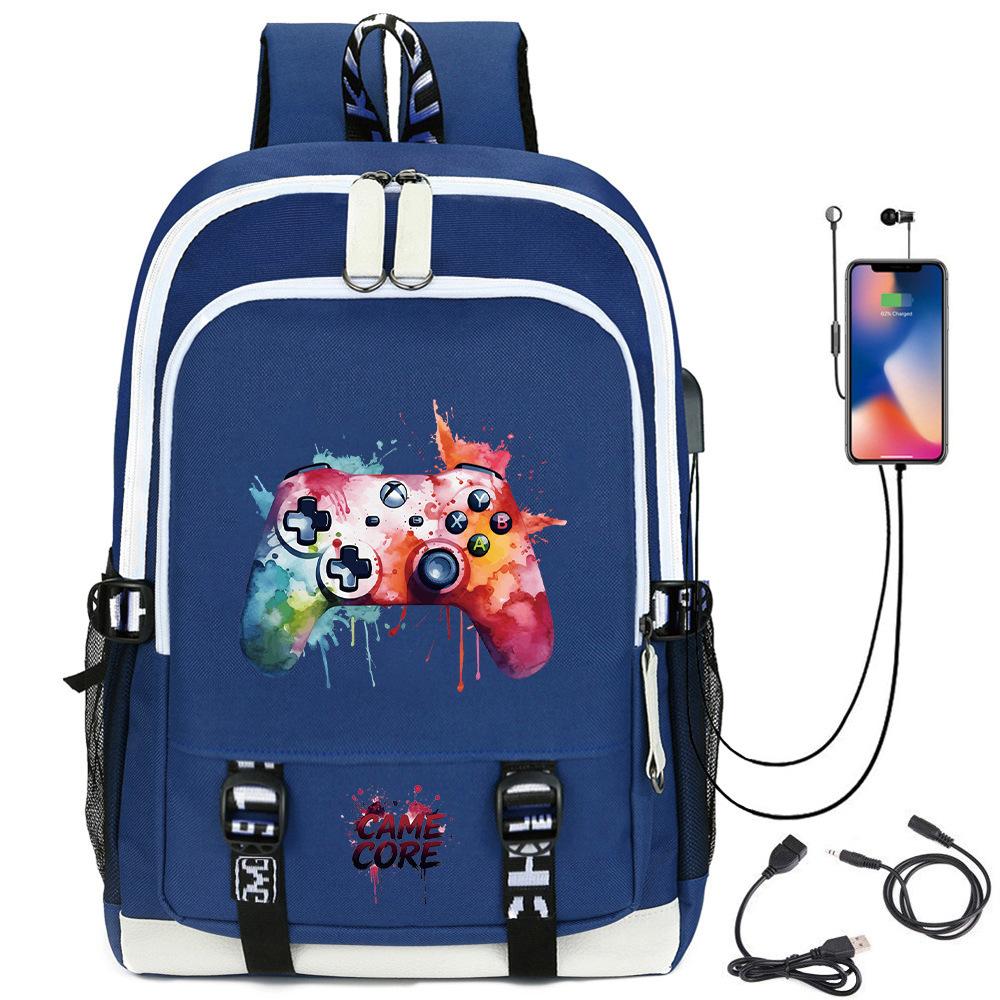 Digital Printing Gamepad Pattern Backpack Cartoon Elementary School Bag Large Capacity Usb Backpack