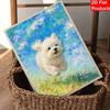 DIY Framed Pearl Painting Kit with Cute White Puppy Pattern 5D Sparkling Bead Art Canvas Ready to Display Home Decor Wall Art Gift Idea