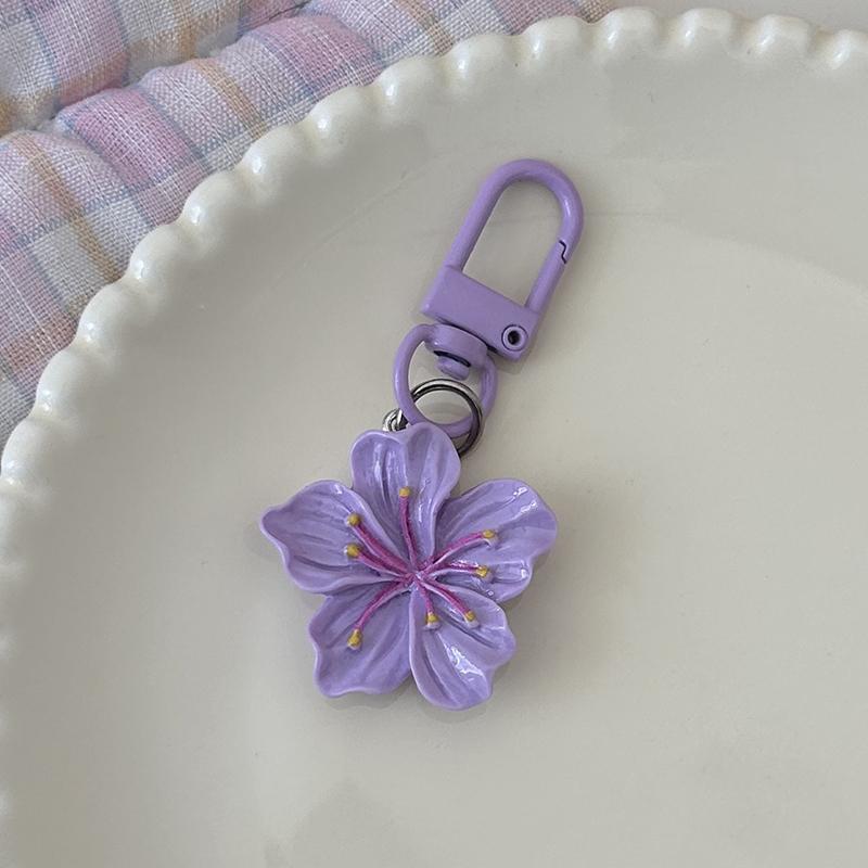 1PC Colorful Romantic Accessory Delicate Flower Sweet Keychain Giftable Backpack Stylish Cherry Blossom Cute 5.5x3cm