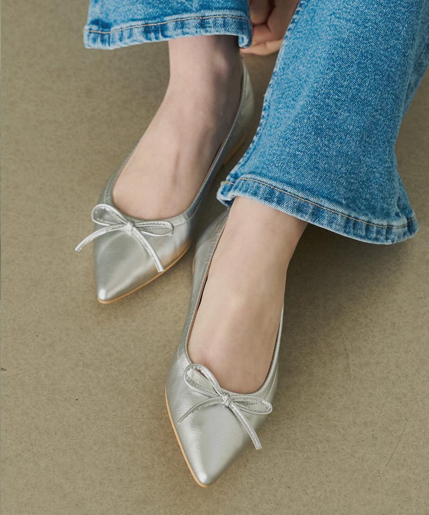 Halteallez Pointed Ribbon Shirred Flat Ha2505
