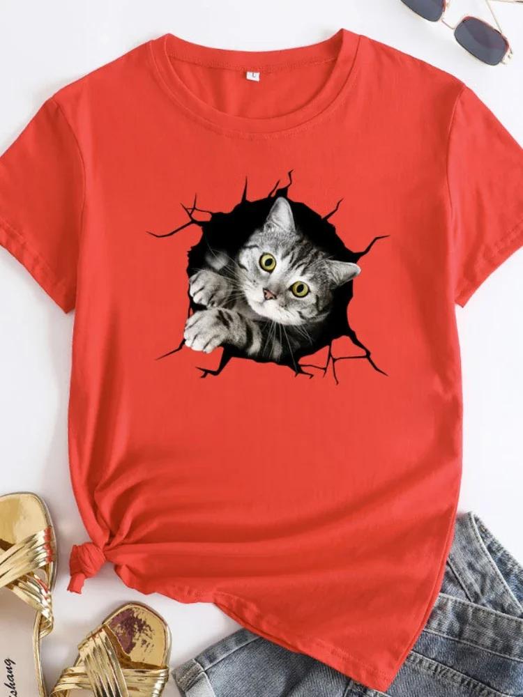 

Милая футболка с принтом кошачьей головы для женщин, с коротким рукавом, круглым вырезом, свободная, женская футболка, женская футболка, топы, camisetas mujer XXXL оранжевый