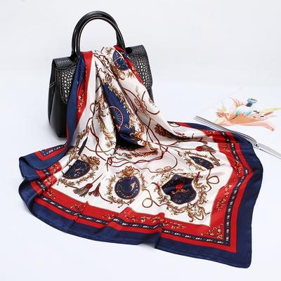 Large Square Scarf  Silk Scarf  Women's Headscarf  Imitation Silk Gift New Satin Color Tick Scarf Printed Shawl